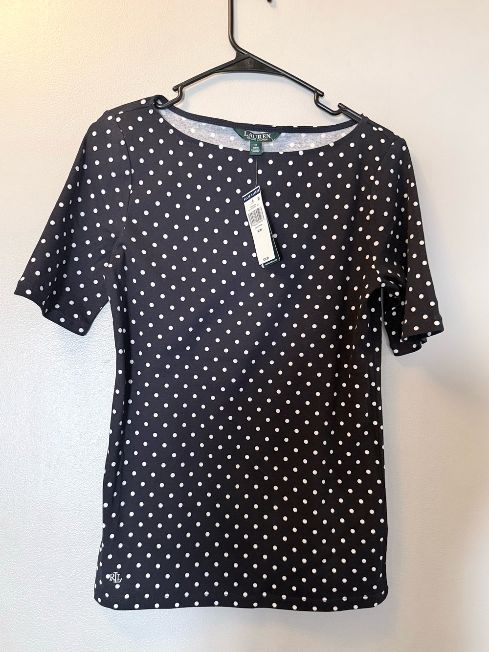 Ralph Lauren Women's Navy Polka Dot Tee